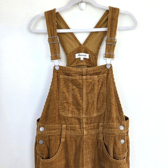 Madewell Straight Leg Corduroy Overalls Women's Medium Golden - Picture 4 of 9